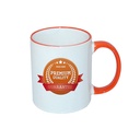 B11BA-03 TAZAS BLANCAS CON ASA Y  BORDES ORANGES 11ONZ  (C-48)