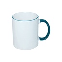 B11BA-04 TAZAS BLANCAS CON ASA Y BORDES VERDES 11ONZ  (C-48)