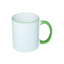 B11BA-05 TAZAS BLANCAS CON ASA Y BORDES VERDE CLARO 11ONZ  (C-48)
