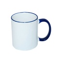 B11BA-06 TAZAS BLANCAS CON ASA Y  BORDES AZULES 11ONZ  (C-48)