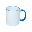 B11BA-07 TAZAS BLANCAS CON ASA Y  BORDES AZUL CLARO 11ONZ  (CJA 48)