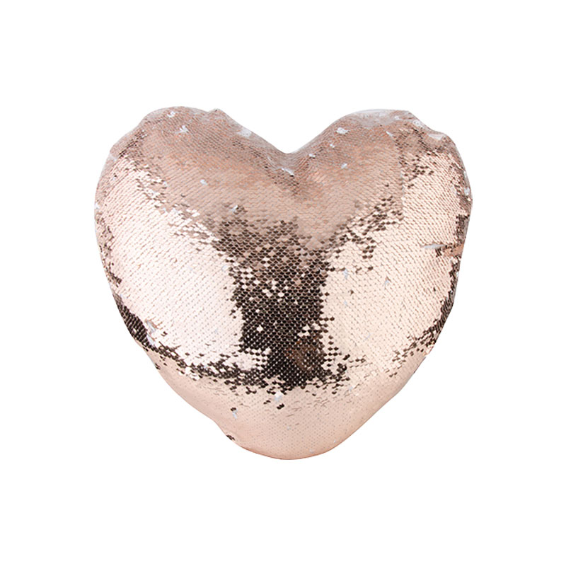 COVER PARA COJIN DE CORAZON CON  LENTEJUELAS CHAMPAGNE Y BLANCO