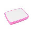 Envase Plastico Rosado con Cuchara y Tenedor mas Metal para Sublimacion (para Lonchera)