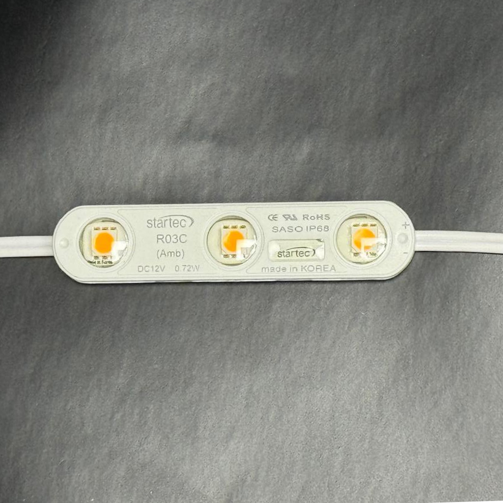 LUCES LED COLOR AMARILLO AMBAR, PAQ. 100 UND,3 LED 0.72W A PRUEBA DE AGUA IP68,