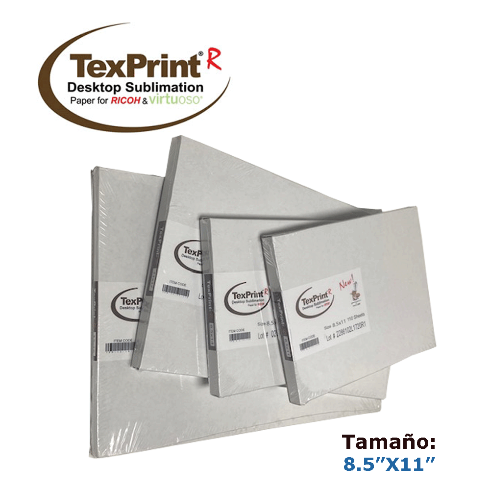 PAPEL TEXPRINT-R  HOJAS DE SUBLIMACION 8.5'x11 120gsm Paquete de 110 HOJAS