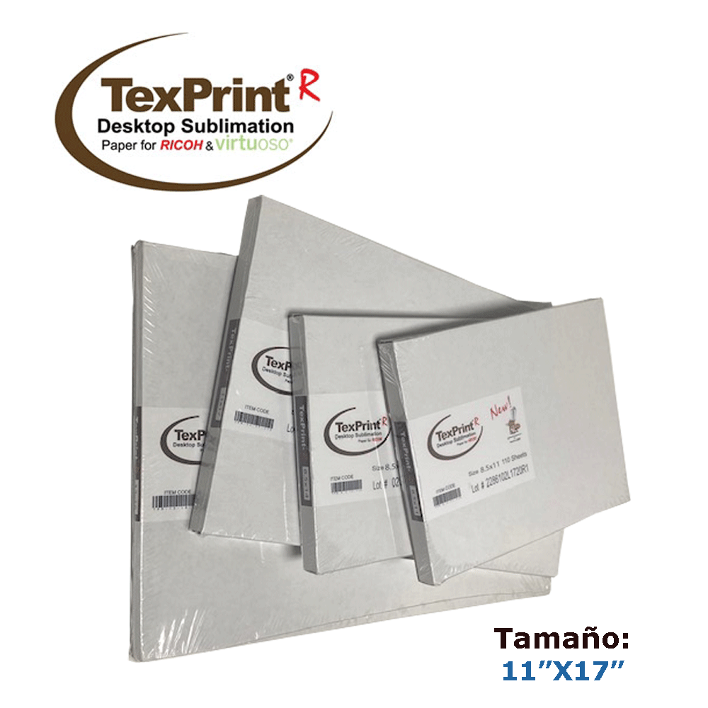 PAPEL TEXPRINT-R HOJAS DE SUBLIMACION  11x17 120gsm Paquete de 110 HOJAS