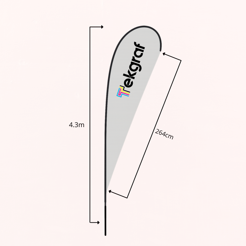 Plumon Displays 4.3m Tipo Gota con Base de Clavo (43.3''x106.3'')