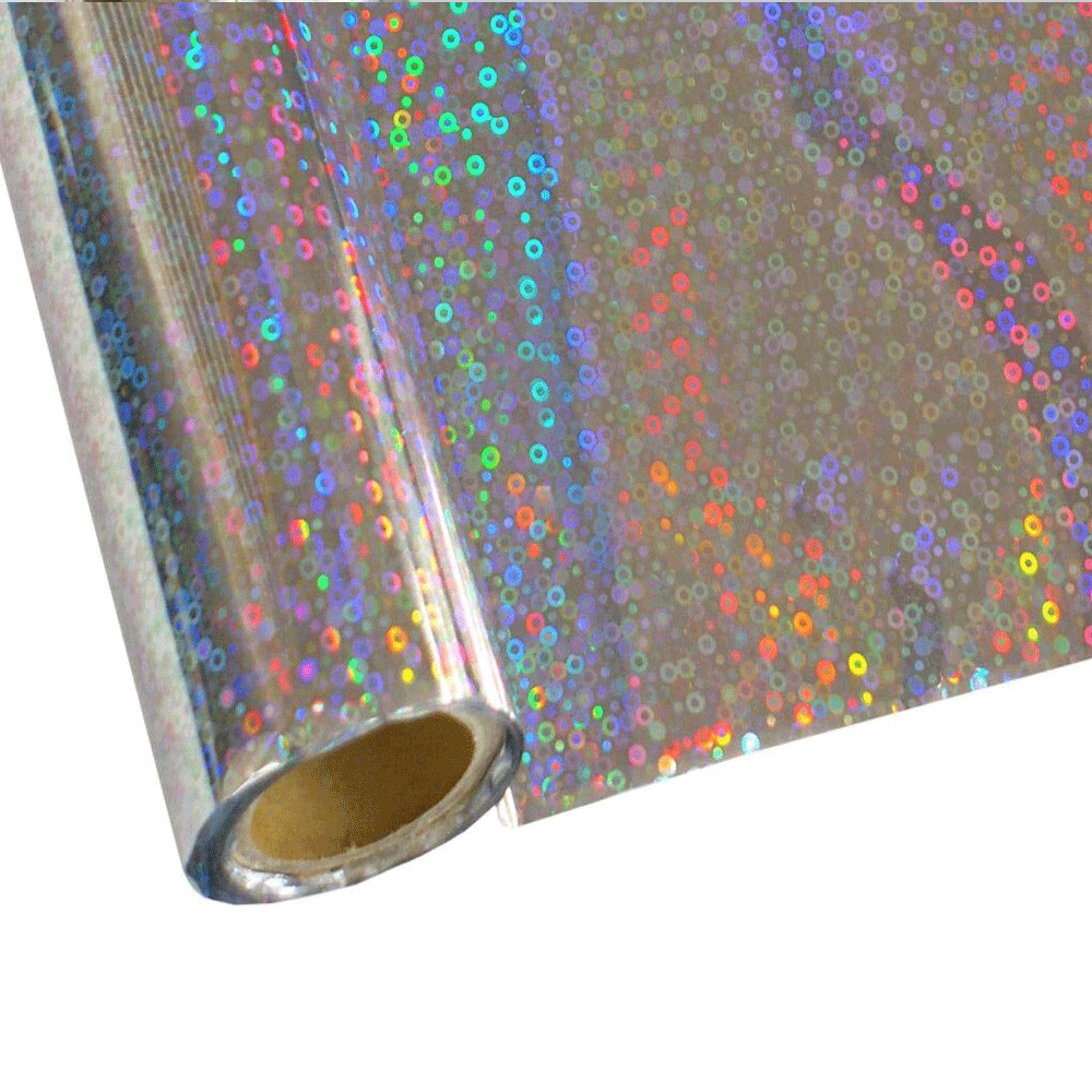 ROLLOS FOIL TEXTIL PLATEADO HOLOGRAFICO 12.5''X50  Pies