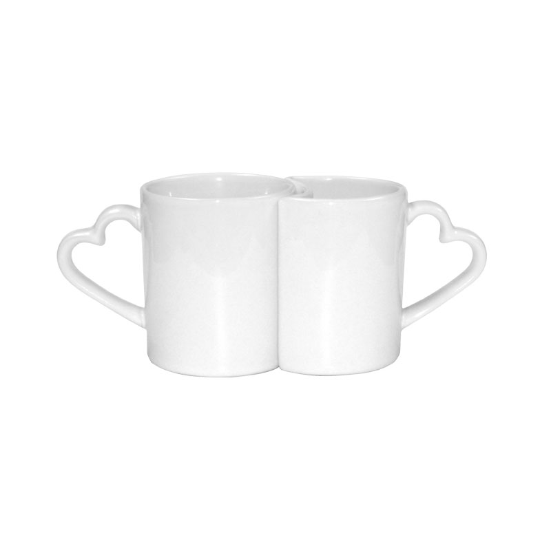 TAZA EN PAREJAS FORMAS DE CORAZON PARA SUBLIMACION 11 ONZ
