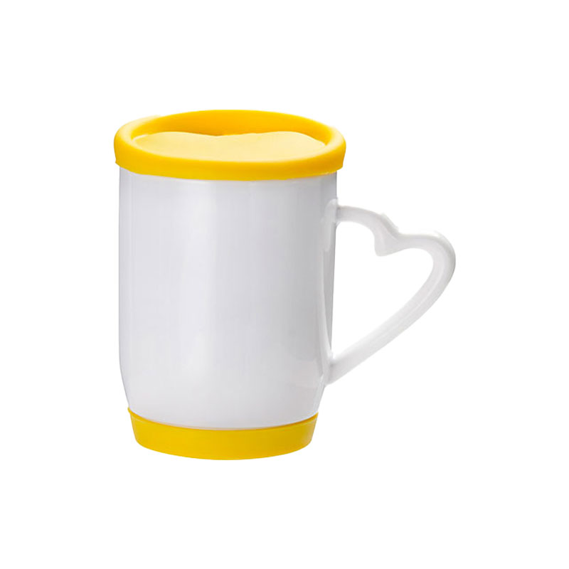TAZAS 12ONZ/360ML CON TAPA Y BASE DE SILICON YELLOW  SUBLIMACION (C-36)