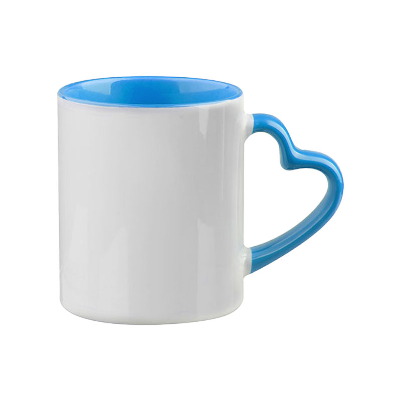 TAZAS BLANCAS AZAS DE CORAZON AZUL CLARO SUBLIMACION  11ONZ (C-48)