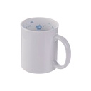 TAZAS BLANCAS CON MEDICION EN EL INTERIOR E  IMAGEN DE PESCADO PARA SUBLIMACION 11 ONZ
