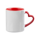 TAZAS BLANCAS EN FORMA DE CORAZON  ROJOS SUBLIMACION  11ONZ (C-48)
