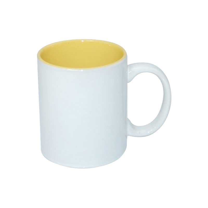 TAZAS BLANCAS INTERIOR  AMARILLA  11 ONZ  (C-48)