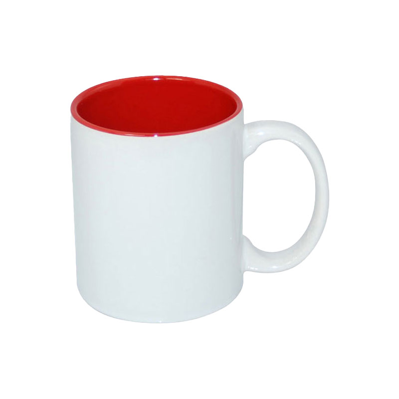 TAZAS BLANCAS INTERIOR ROJO 11 ONZ  (C-48)