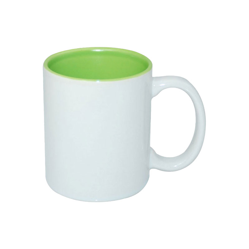 TAZAS BLANCAS INTERIOR VERDE CLARO  11ONZ  (C-48)