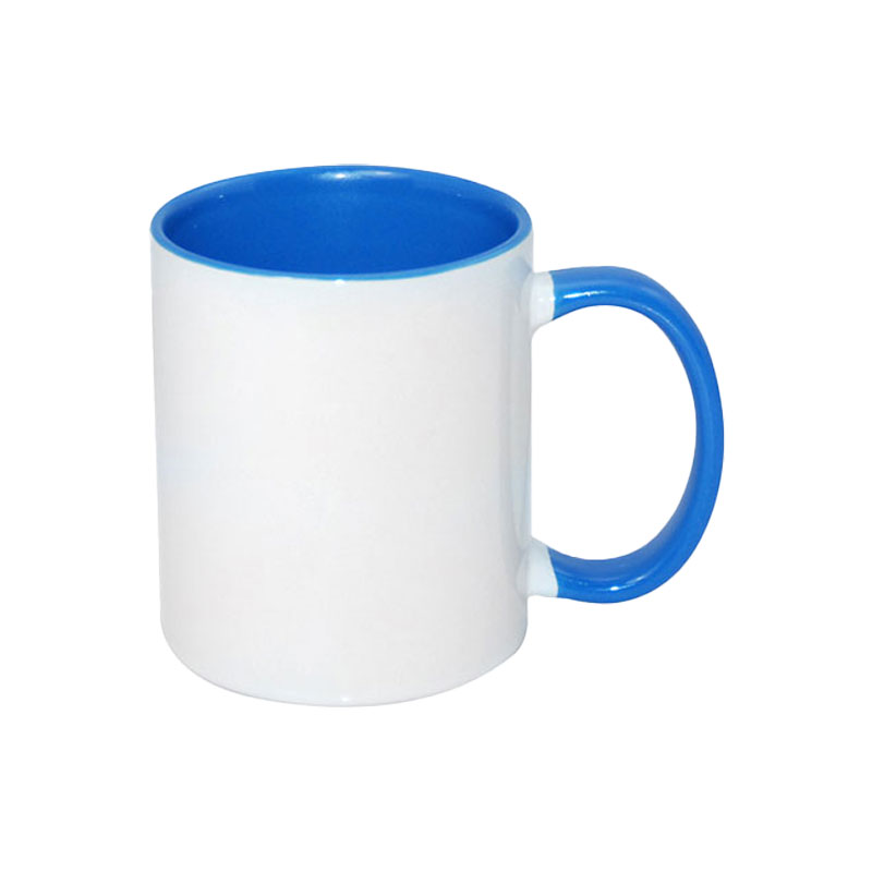 Tazas Blancas Interior y Asa Azul Claro 11oz (C-48)