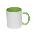 Tazas Blancas Interior y Asa Verde Claro 11oz (C-48)