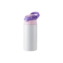 TERMOS ACERO BLANCO CON TAPA ROSADO/PURPURA 12onz (C-25)
