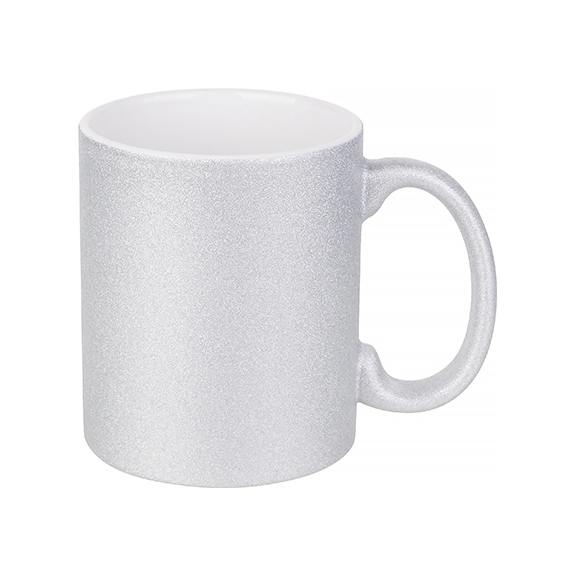 Taza Glitter Silver 11onz 330ml Para Sublimacion