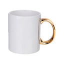 Taza de Ceramica con Asa dorada 11onz Sublimacion