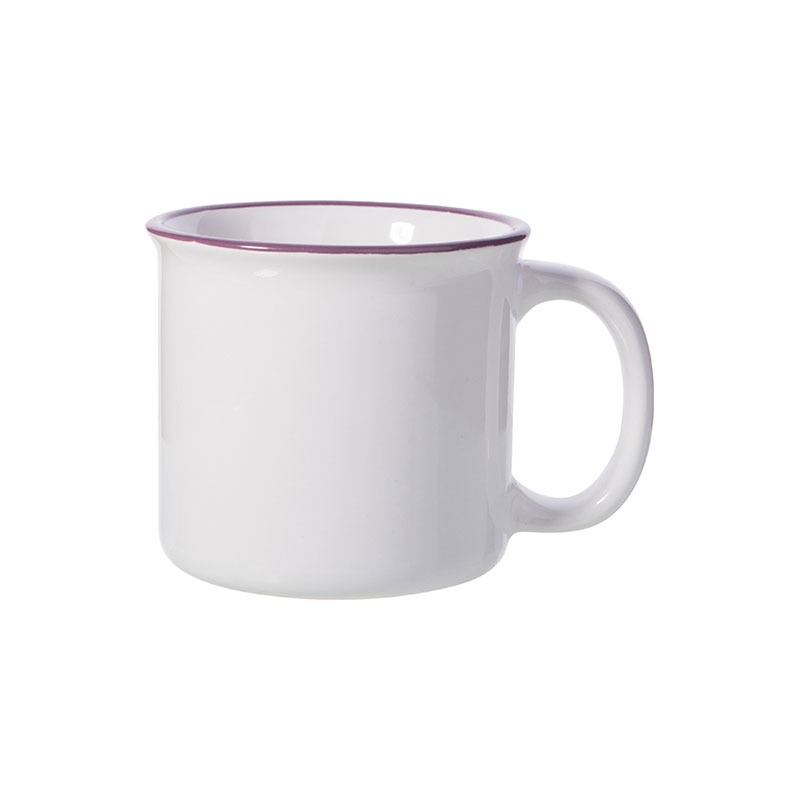 Taza de Cerámica Esmaltada Borde Purpura 10oz / 300ml (C-36)