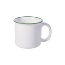Taza de Cerámica Esmaltada  borde verde 10oz / 300ml (c-36)