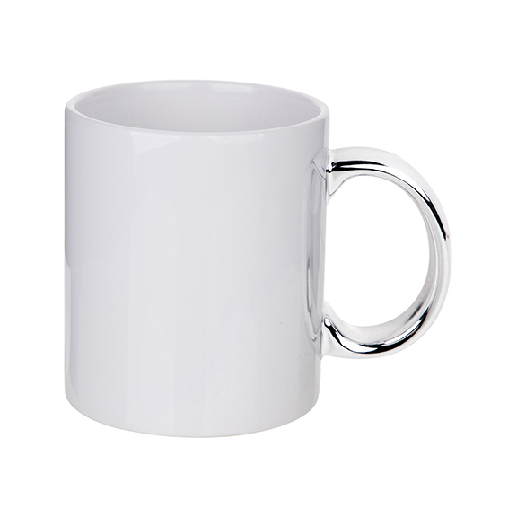 Taza de cerámica asa plateada 11onz Sublimacion