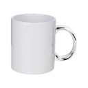 Taza de cerámica asa plateada 11onz Sublimacion