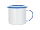 Tazas Esmaltada Blanca Borde Azul Claro 12oz Sublimacion (cja 48)