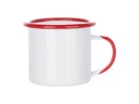 Tazas Esmaltada Blanca Borde Rojo 12oz Sublimacion (cja 48)
