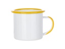 Tazas Esmaltada Blanca Borde Yellow 12oz Sublimacion (cja 48)