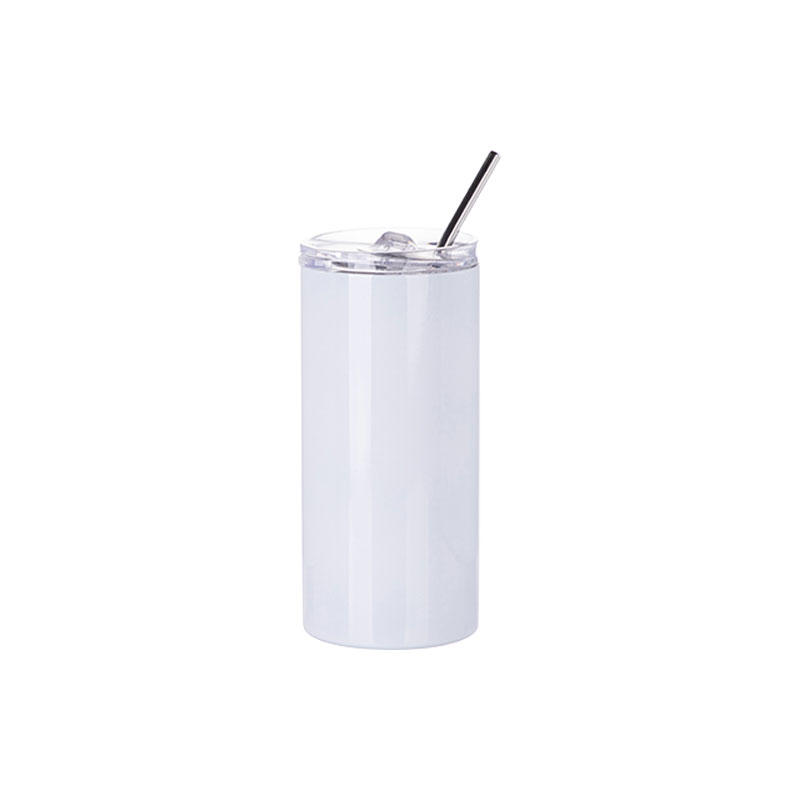 VASO BLANCO DE ACERO INOXIDABLE PARA SUBLIMACION CON SORBETE Y TAPA  16ONZ