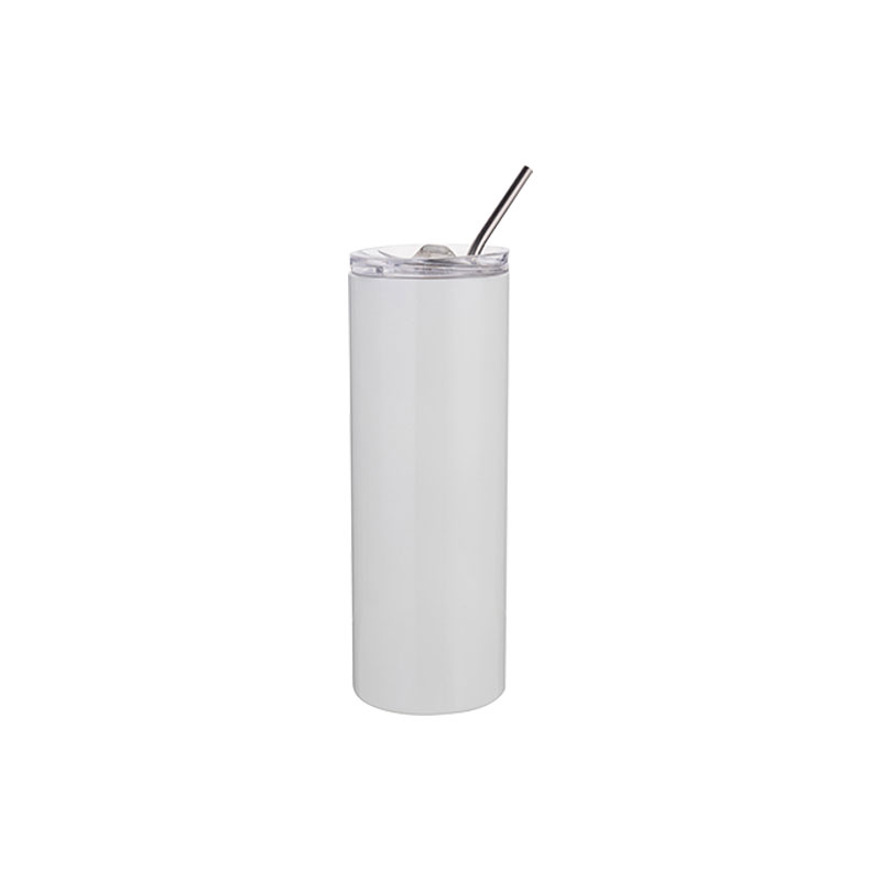 Vasos (Blanco) 20oz/600ml Tapa y Sorbete - Acero Inoxidable (C-25)