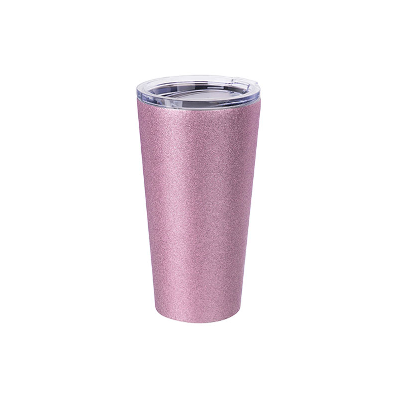 VASO GLITTER PINK DE ACERO INOXIDABLE PARA SUBLIMACION  CON TAPA  16ONZ