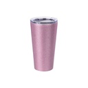 VASO GLITTER PINK DE ACERO INOXIDABLE PARA SUBLIMACION  CON TAPA  16ONZ