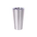 VASO GLITTER SILVER DE ACERO INOXIDABLE PARA SUBLIMACION  CON TAPA  16ONZ