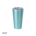 VASO GLITTER VERDE AQUA DE ACERO INOXIDABLE PARA SUBLIMACION  CON TAPA  16ONZ