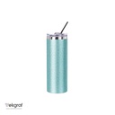 Vasos Glitter (Verde Aqua) 20oz/600ml Tapa y Sorbete - Acero Inoxidable (C-25)