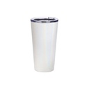 VASO GLITTER WHITE DE ACERO INOXIDABLE PARA SUBLIMACION  CON TAPA  16ONZ