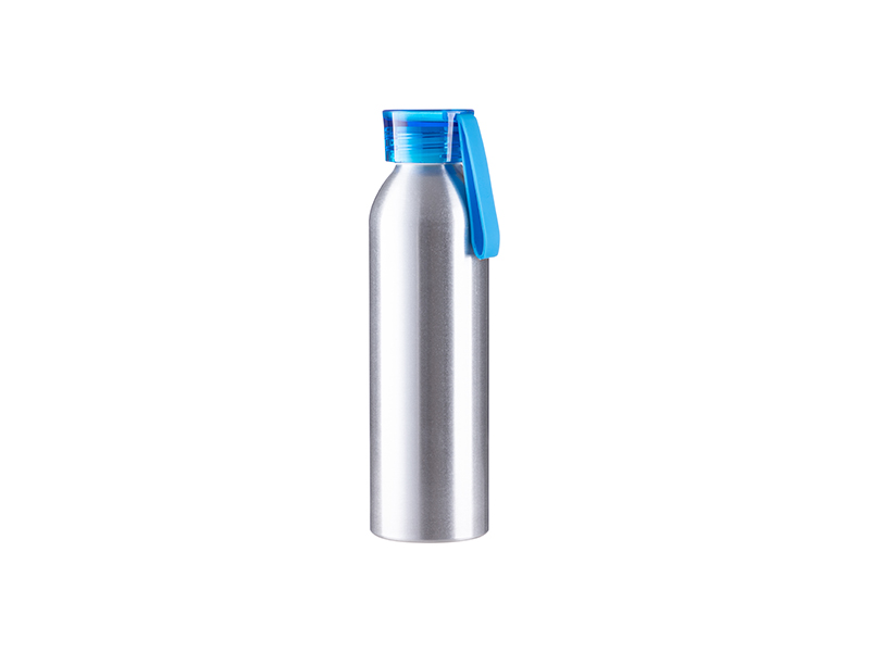 BOTELLA SUBLIMACION ALUMINIO 22oz/650ml SILVER CON TAPA AZUL