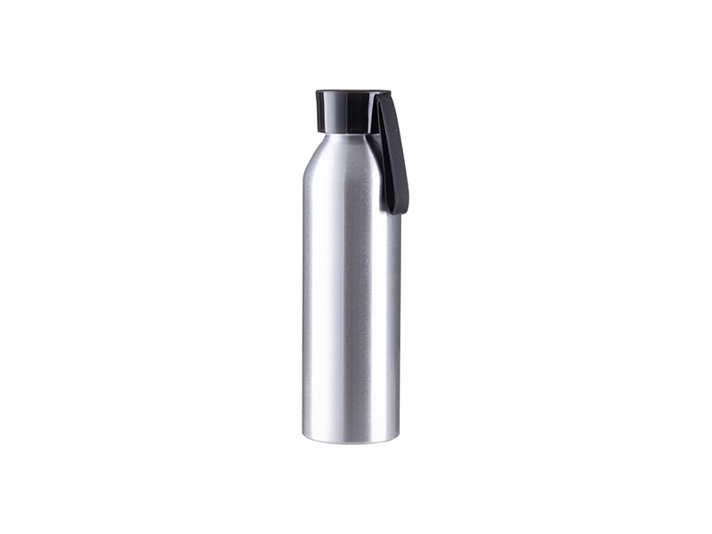 BOTELLA SUBLIMACION ALUMINIO 22oz/650ml SILVER CON TAPA NEGRA
