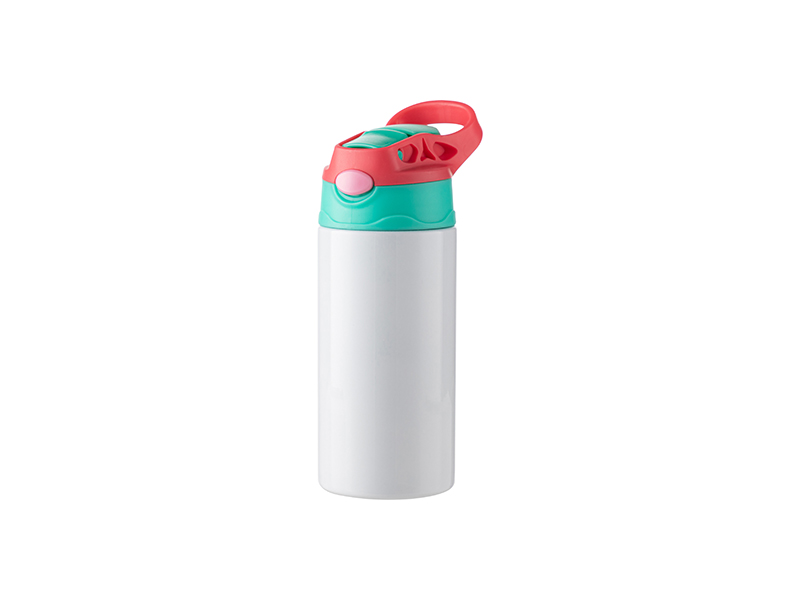 TERMOS ACERO BLANCO CON TAPA ROSADO / VERDE 12onz (C-25)