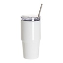 Vasos de Viajeros (Blanco) 20onz/600mL - Acero Inoxidable con Sorbete y Tapa (C-30)