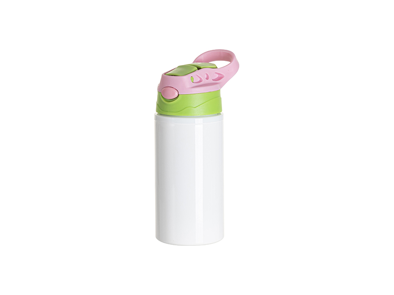 TERMOS ALUMINO BLANCO CON TAPA VERDE/ROSADO 17onz