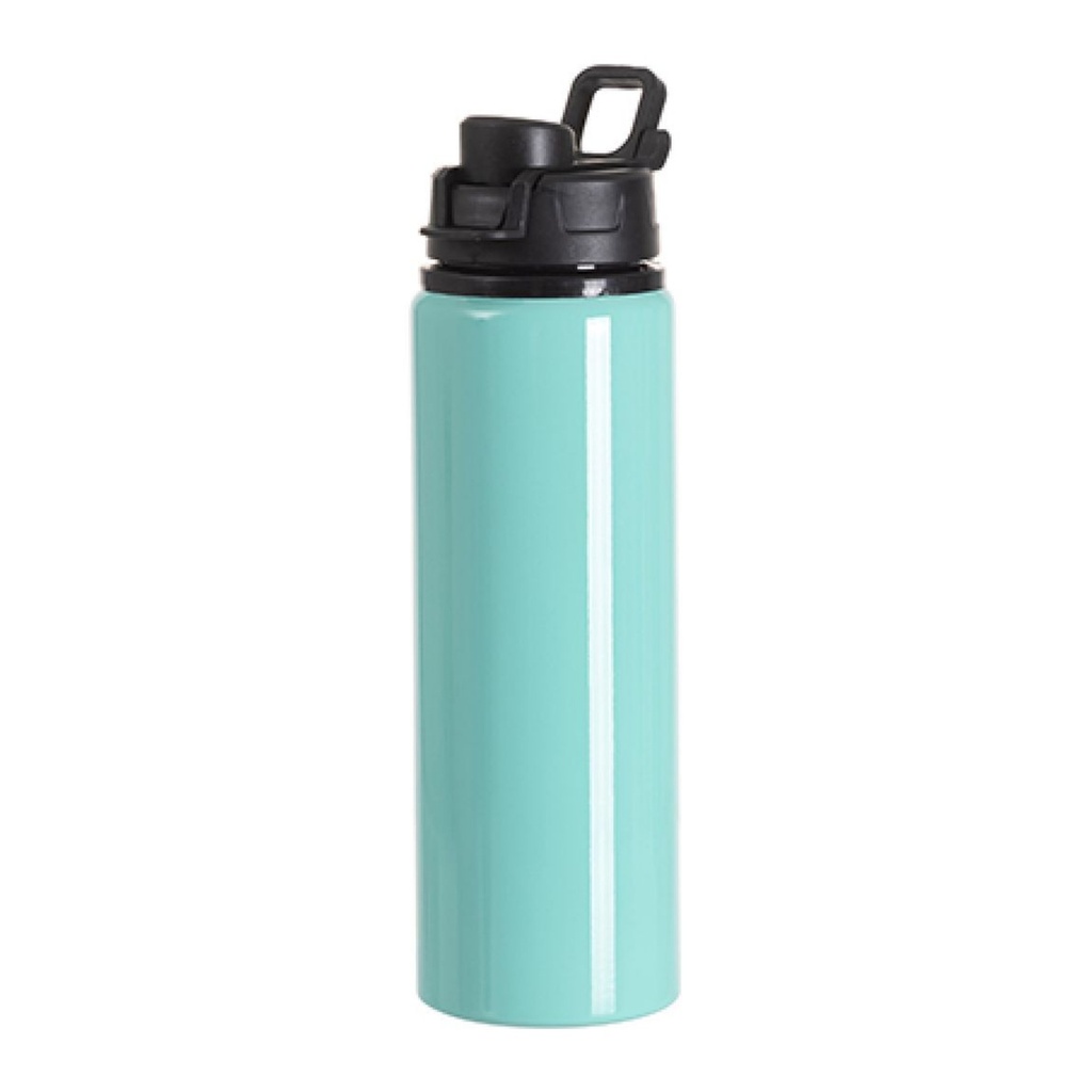 Botella de Aluminio Verde Menta con Tapa Negra 750mL (C-50)
