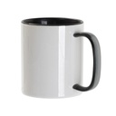 TAZA BLANCA CON INTERIOR Y ASA DE CRISTAL TRANSPARENTE NEGRO 11onz