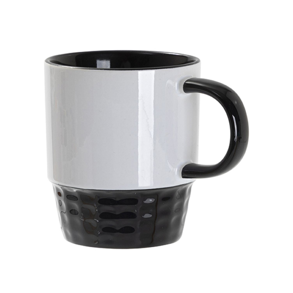 TAZA BLANCA APILABLE INTERIOR Y ASA NEGRO 10onz