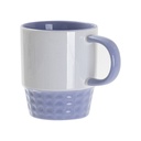 TAZA BLANCA APILABLE INTERIOR Y ASA MORADA CLARA 10onz (C-48)