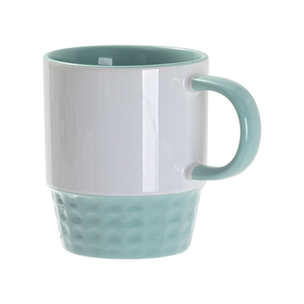 TAZA BLANCA APILABLE INTERIOR Y ASA VERDE CLARO 10onz (C-48)